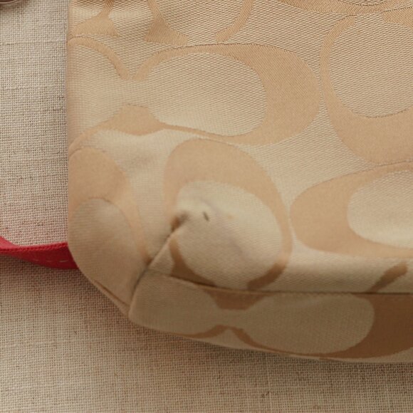 COACH Demi Crossbody Bag Signature Khaki Coral Excellent Condition - Picture 6 of 7